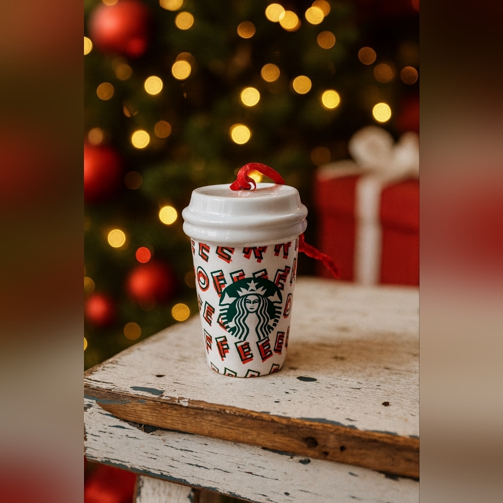 Starbucks Festive White and Red Cup Ornament